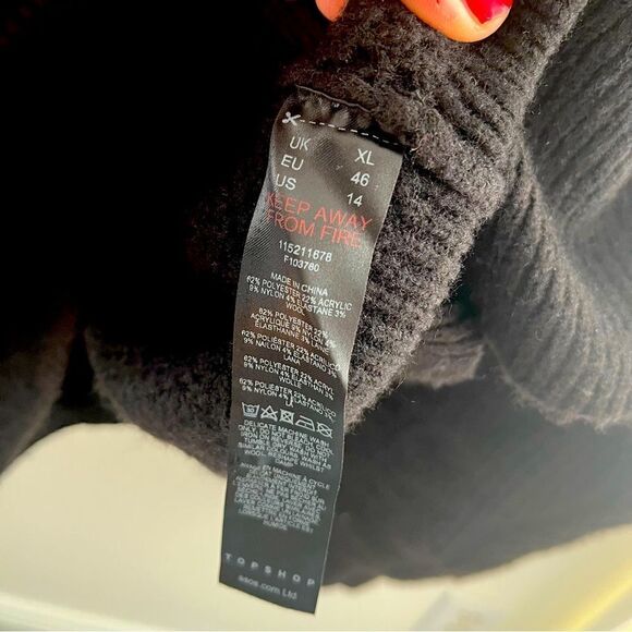 TOPSHOP Waffle V neck Button Down Wool blend Cardigan With Stretch XL NWOT - Picture 4 of 6